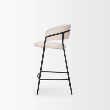 Carolyn Counter Stool w/ Oatmeal Fabric & Matte Black Metal by Mercana at Eve Furniture