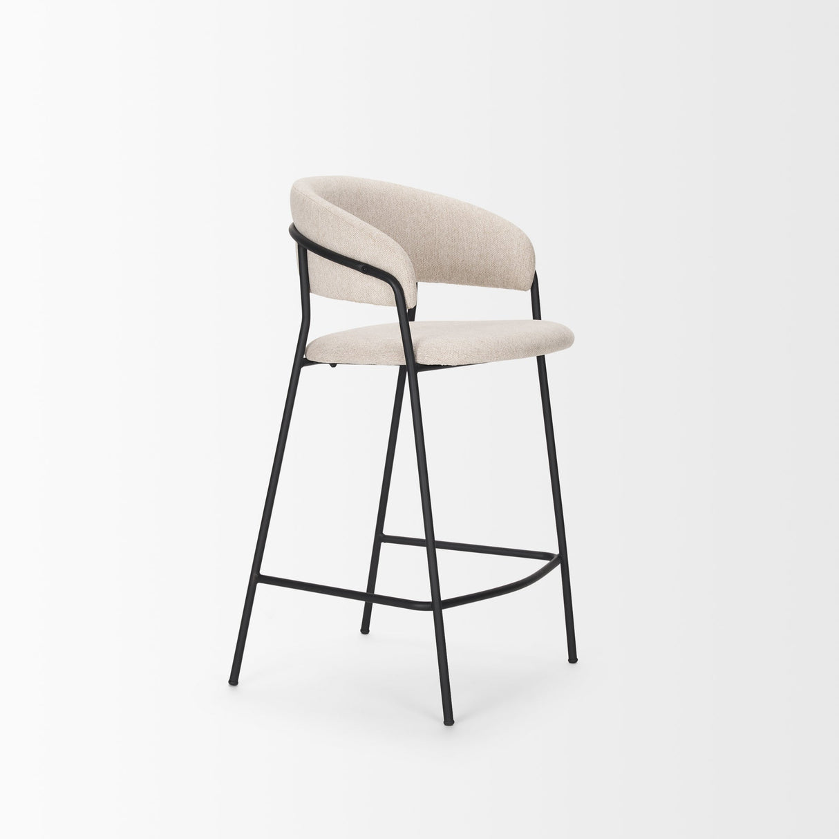Carolyn Counter Stool w/ Oatmeal Fabric & Matte Black Metal by Mercana at Eve Furniture