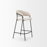 Carolyn Counter Stool w/ Oatmeal Fabric & Matte Black Metal by Mercana at Eve Furniture