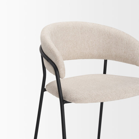 Carolyn Counter Stool w/ Oatmeal Fabric & Matte Black Metal by Mercana at Eve Furniture