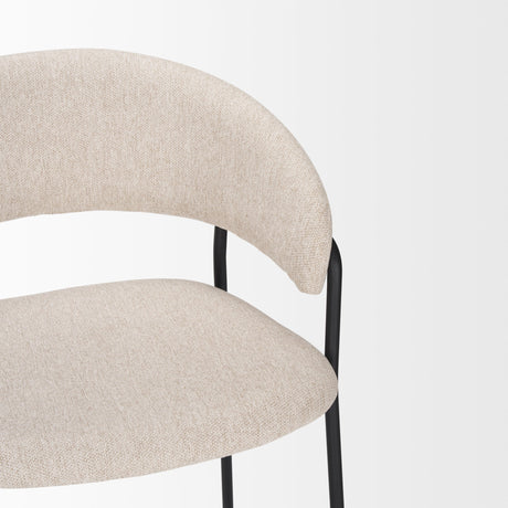 Carolyn Counter Stool w/ Oatmeal Fabric & Matte Black Metal by Mercana at Eve Furniture
