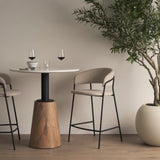 Carolyn Counter Stool w/ Oatmeal Fabric & Matte Black Metal by Mercana at Eve Furniture