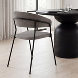 Carolyn Dining Chair w/ Gray Fabric & Matte Black Metal, Set of 2 by Mercana at Eve Furniture