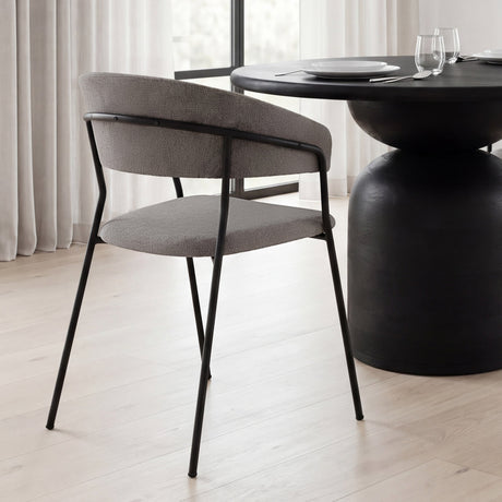 Carolyn Dining Chair w/ Gray Fabric & Matte Black Metal, Set of 2 by Mercana at Eve Furniture