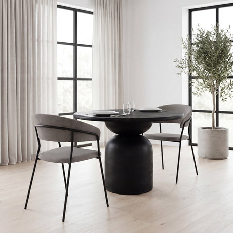 Carolyn Dining Chair w/ Gray Fabric & Matte Black Metal, Set of 2 by Mercana at Eve Furniture