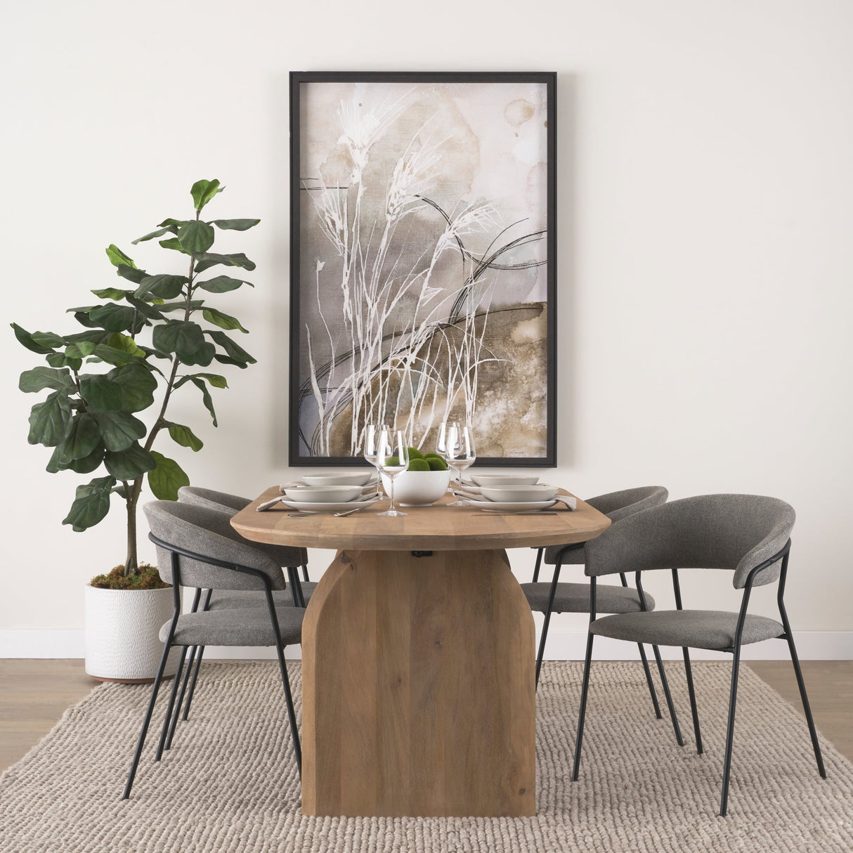 Carolyn Dining Chair w/ Gray Fabric & Matte Black Metal, Set of 2 by Mercana at Eve Furniture