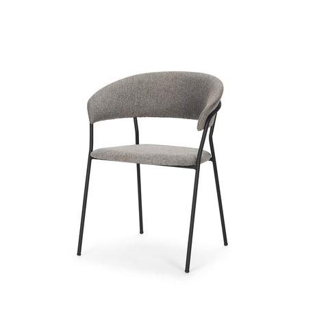 Carolyn Dining Chair w/ Gray Fabric & Matte Black Metal, Set of 2 by Mercana at Eve Furniture