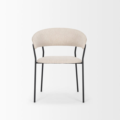 Carolyn Dining Chair w/ Oatmeal Fabric & Matte Black Metal, Set of 2 by Mercana at Eve Furniture