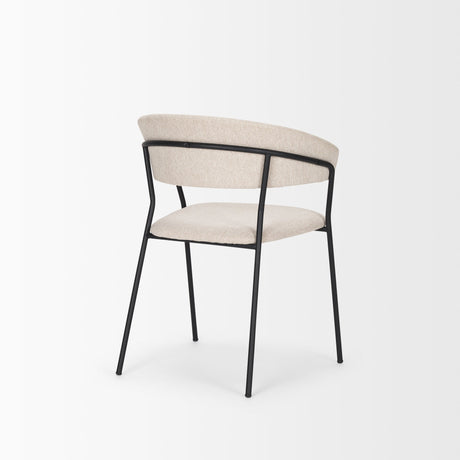 Carolyn Dining Chair w/ Oatmeal Fabric & Matte Black Metal, Set of 2 by Mercana at Eve Furniture
