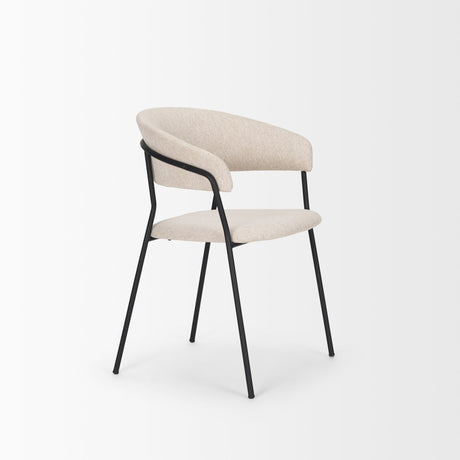 Carolyn Dining Chair w/ Oatmeal Fabric & Matte Black Metal, Set of 2 by Mercana at Eve Furniture