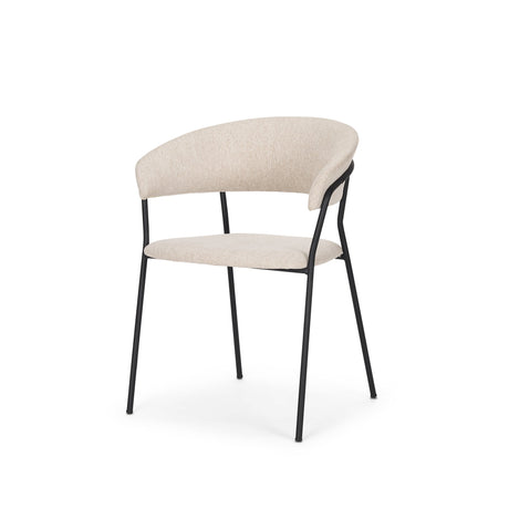 Carolyn Dining Chair w/ Oatmeal Fabric & Matte Black Metal, Set of 2 by Mercana at Eve Furniture