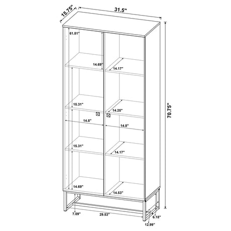 Carolyn Rustic Oak/Gunmetal 2-Door Accent Cabinet by Coaster at Eve Furniture