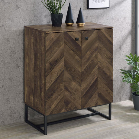 Carolyn Rustic Oak/Gunmetal 2-Door Accent Cabinet by Coaster at Eve Furniture