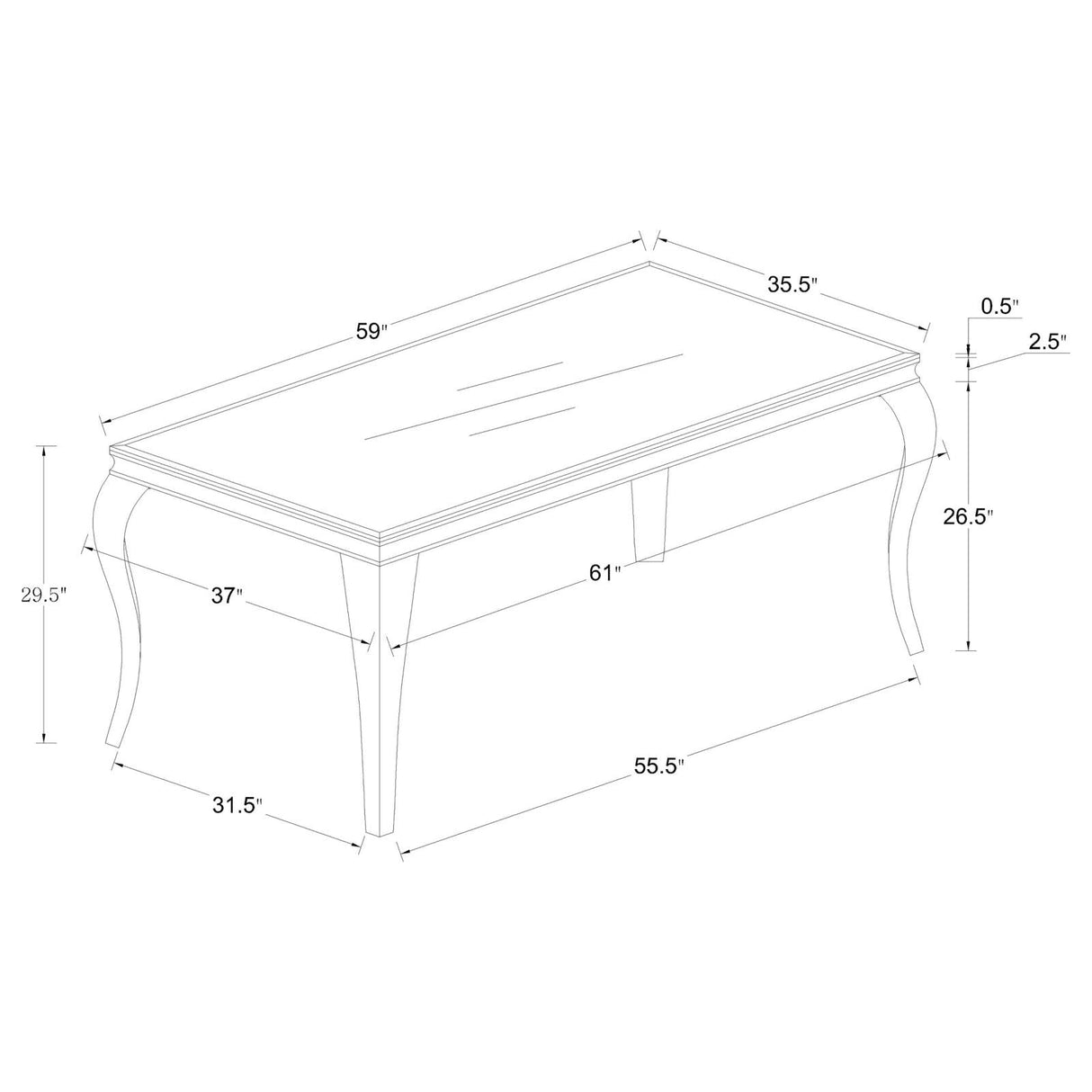 Carone Ink Blue/Chrome 5-Piece 61" Rectangular Dining Set