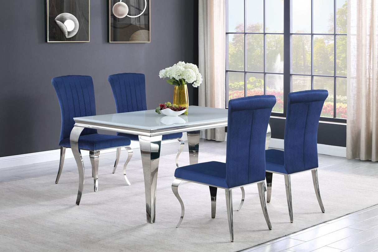 Carone Ink Blue/Chrome 5-Piece 61" Rectangular Dining Set