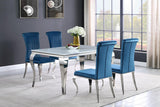 Carone Teal/Chrome 5-Piece 61" Rectangular Dining Set