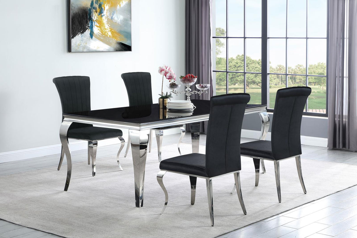 Carone Black/Chrome 5-Piece 81" Rectangular Dining Set