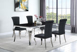 Carone Black/Chrome 5-Piece 81" Rectangular Dining Set