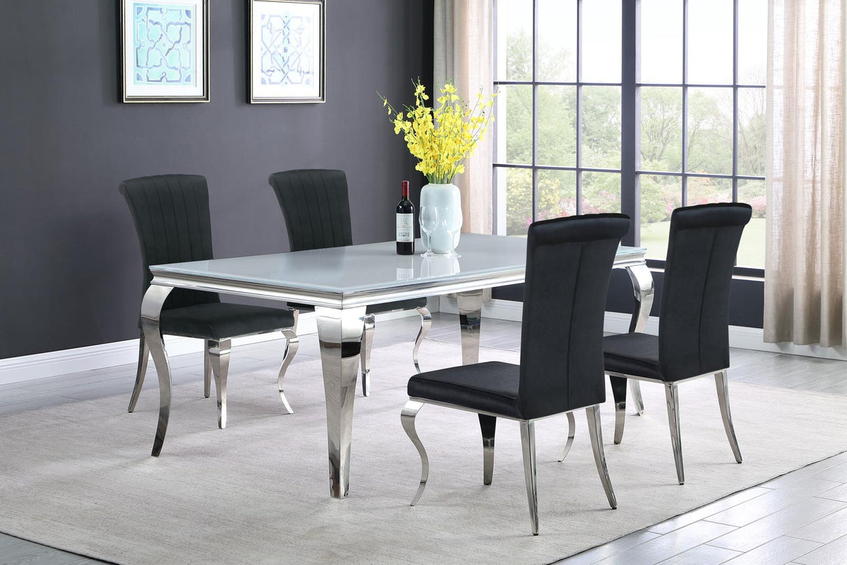 Carone Black/Chrome 5-Piece 81" Rectangular Dining Set