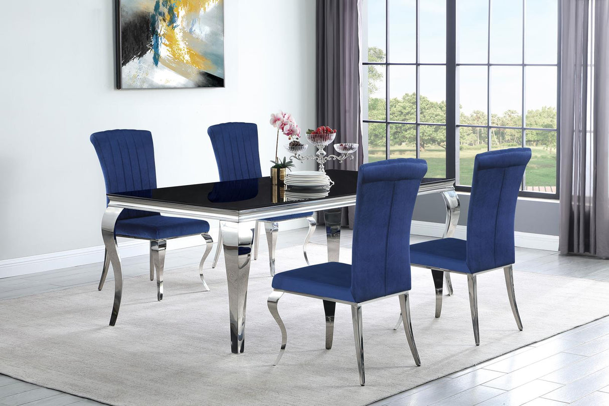 Carone Ink Blue/Chrome 5-Piece 81" Rectangular Dining Set