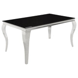 Carone Chrome/Black Rectangular Dining Table by Coaster at Eve Furniture
