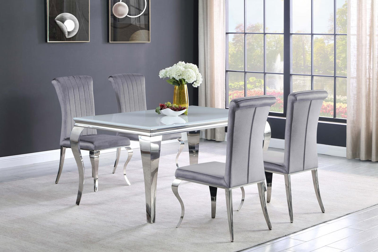 Carone White/Chrome Glass Top Dining Table