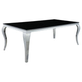 Carone Black/Chrome Rectangular Glass Top Dining Table