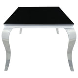 Carone Black/Chrome Rectangular Glass Top Dining Table