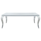 Carone White/Chrome Rectangular Glass Top Dining Table