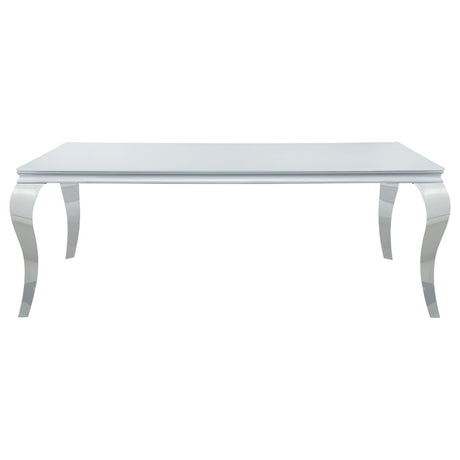 Carone White/Chrome Rectangular Glass Top Dining Table