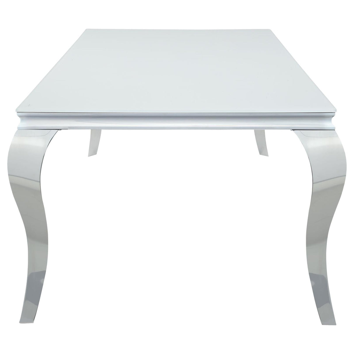 Carone White/Chrome Rectangular Glass Top Dining Table