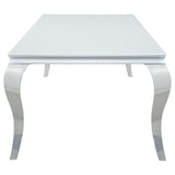 Carone White/Chrome Rectangular Glass Top Dining Table