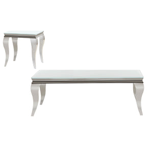 Carone White 2-Piece Glass Top Coffee and End Table Set by Coaster at Eve Furniture