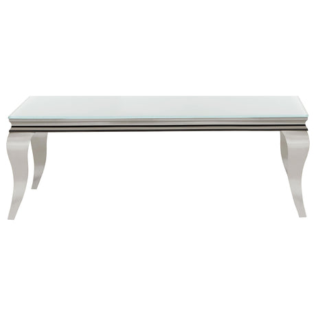 Carone White 2-Piece Glass Top Coffee and End Table Set by Coaster at Eve Furniture