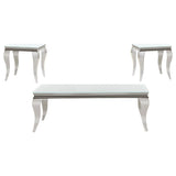 Carone White 3-Piece Glass Top Coffee and End Table Set by Coaster at Eve Furniture