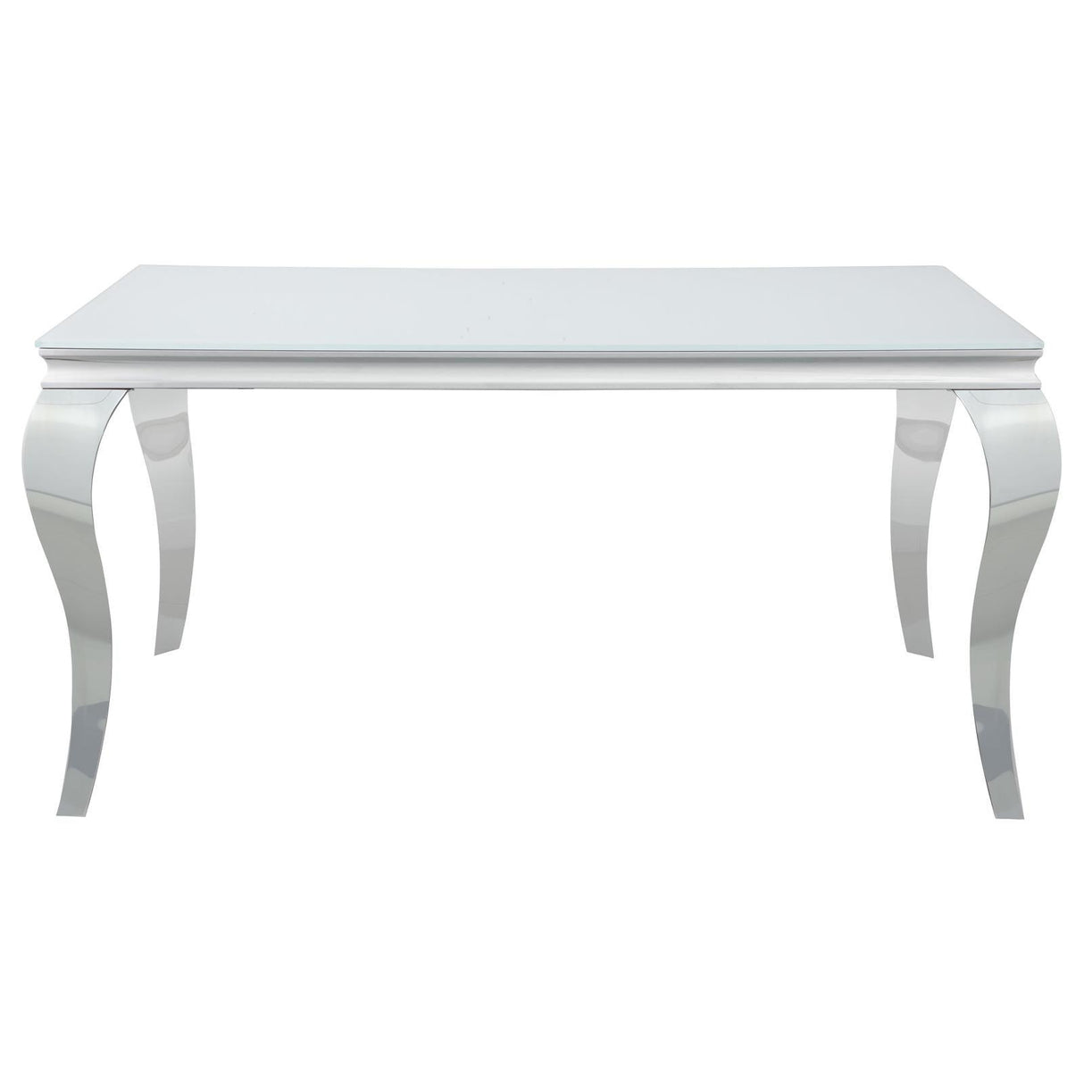 Carone White/Chrome Glass Top Dining Table by Coaster at Eve Furniture