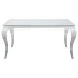 Carone White/Chrome Glass Top Dining Table by Coaster at Eve Furniture