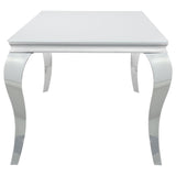 Carone White/Chrome Glass Top Dining Table by Coaster at Eve Furniture