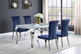 Carone White/Chrome Glass Top Dining Table by Coaster at Eve Furniture
