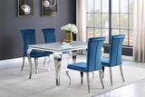 Carone White/Chrome Glass Top Dining Table by Coaster at Eve Furniture