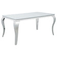 Carone White/Chrome Glass Top Dining Table by Coaster at Eve Furniture