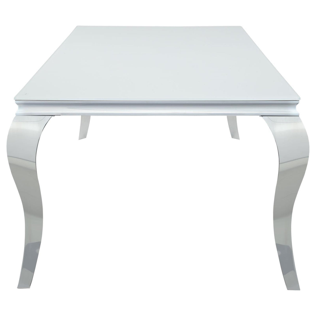 Carone White/Chrome Rectangular Glass Top Dining Table by Coaster at Eve Furniture