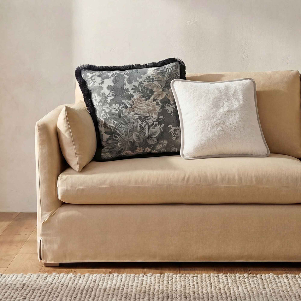 Carr Cream Faux Fur 20-in Cushion by Moe's Home at Eve Furniture