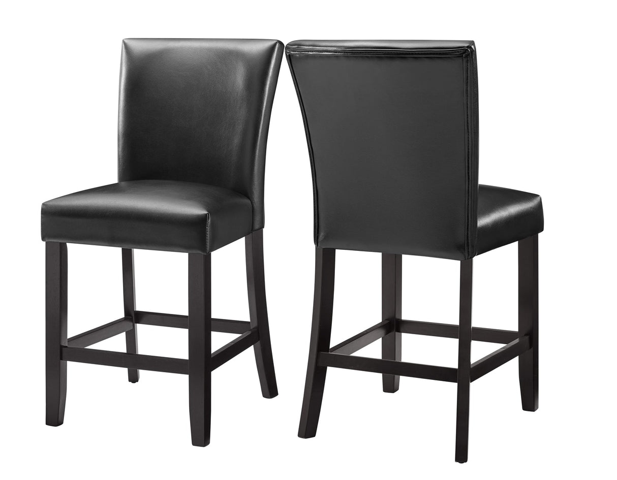 Carrara 24″ Counter Stool,  Black Leatherette, Set of 2