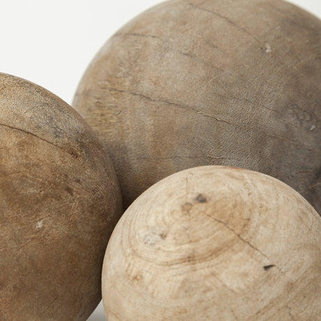 Carrick (Set of 3) Natural Wood Decorative Spheres by Mercana at Eve Furniture