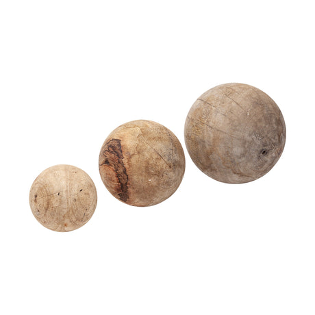 Carrick (Set of 3) Natural Wood Decorative Spheres by Mercana at Eve Furniture