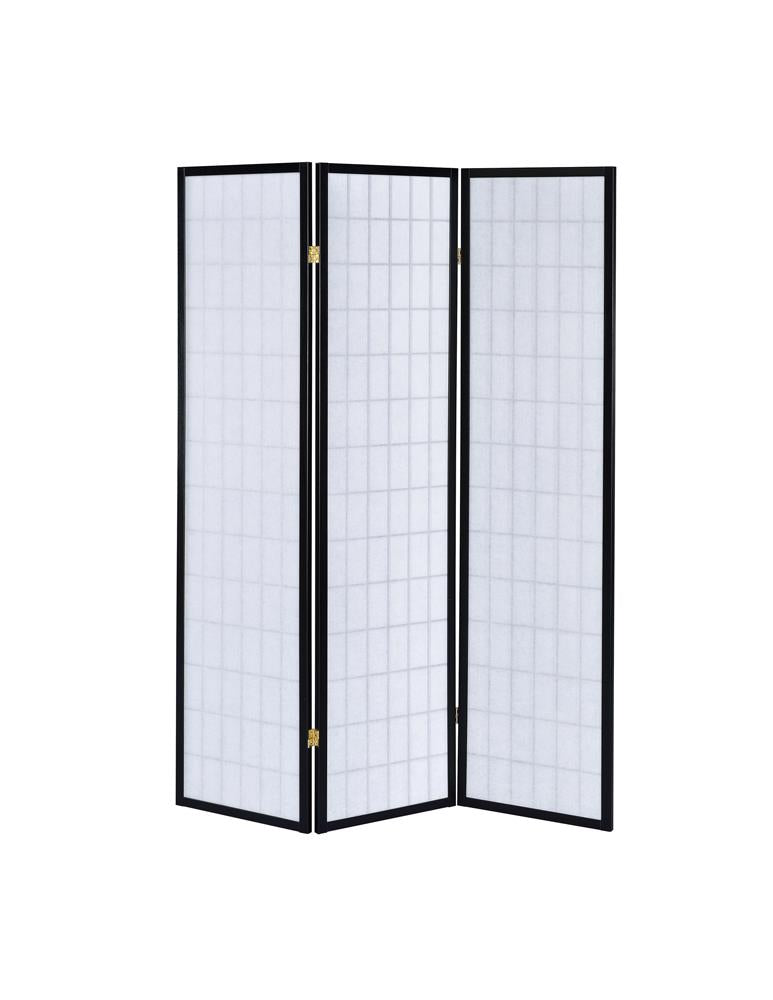 Carrie 3-Panel Folding Screen Black/White