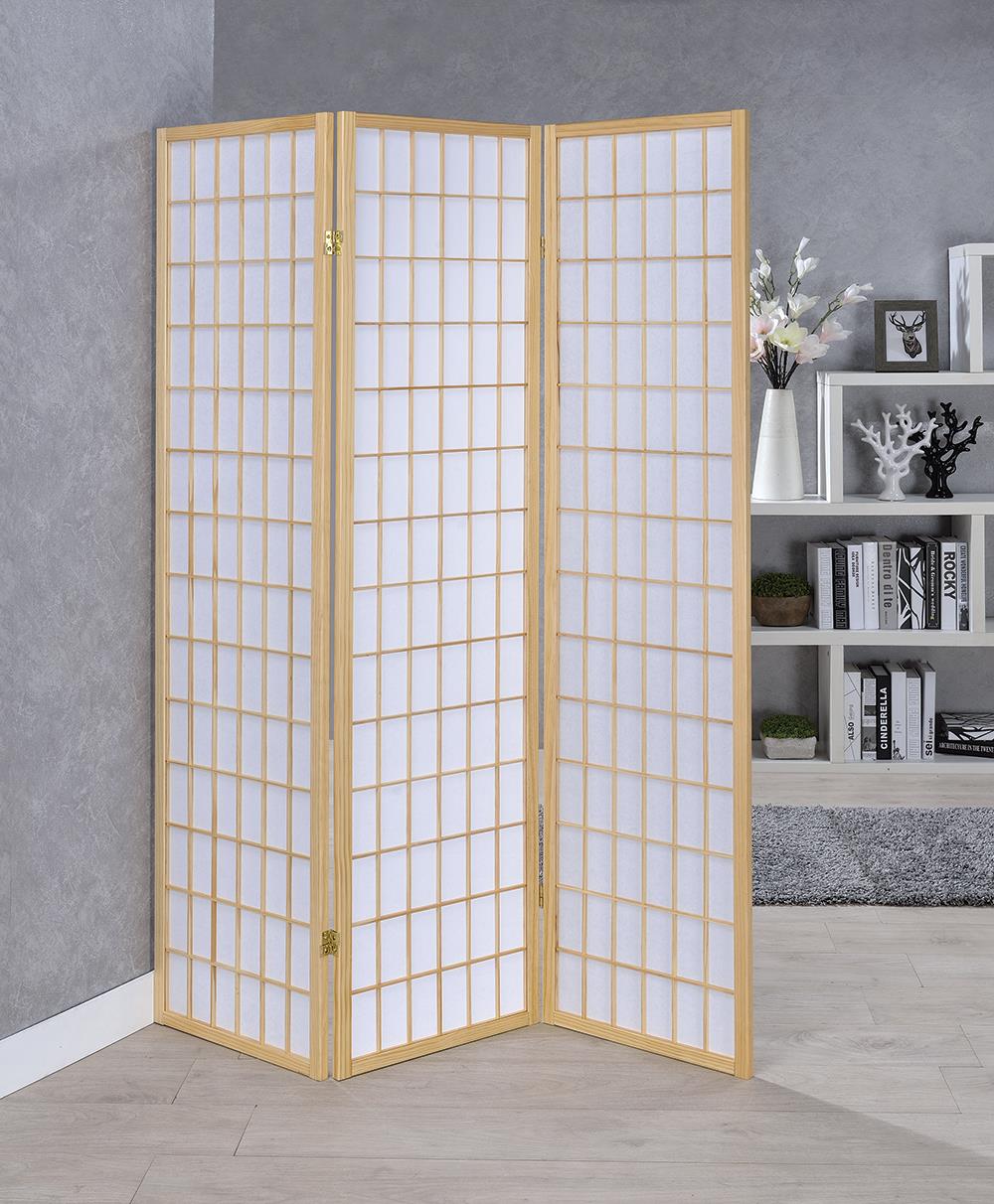 Carrie 3-Panel Folding Screen Natural/White