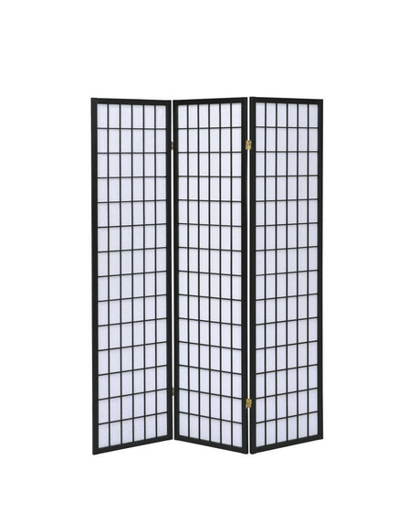 Carrie Black/White 3-Panel Folding Screen by Coaster at Eve Furniture