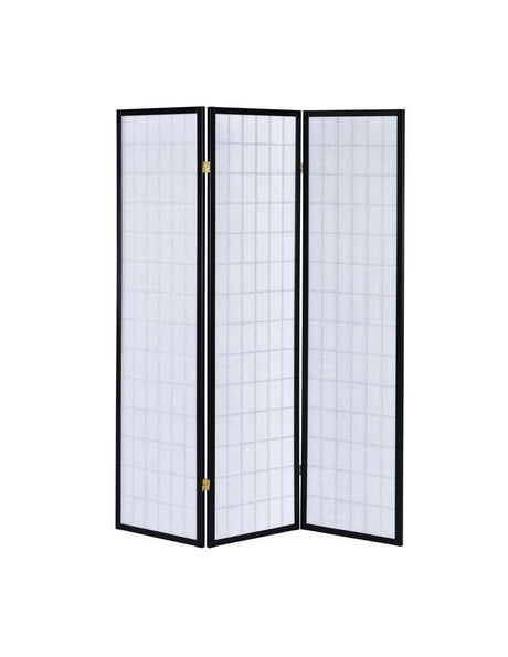 Carrie Black/White 3-Panel Folding Screen by Coaster at Eve Furniture
